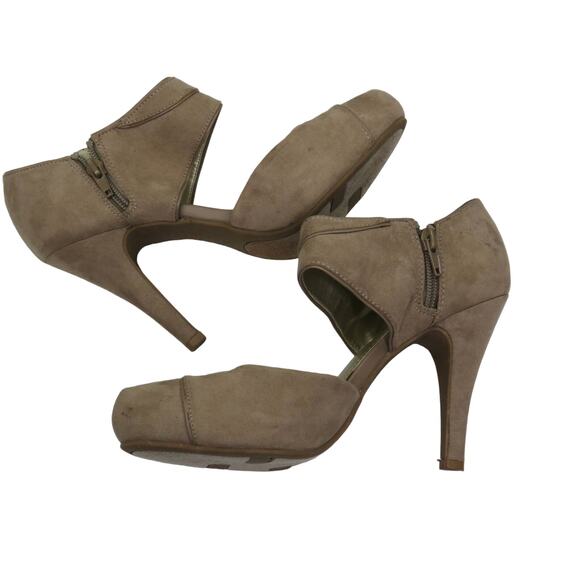 Fergalicious Taupe Tan Suede Ankle Wrap Heels Size 8 - Picture 5 of 8